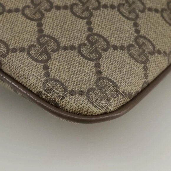 GUCCI GG Supreme Web Sherry Line Shoulder Bag PVC Beige Gold Auth 110668 - Picture 5 of 16